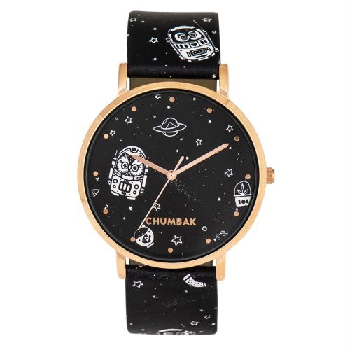 Chumbak Analog Black Dial Black Strap Watch For Women
