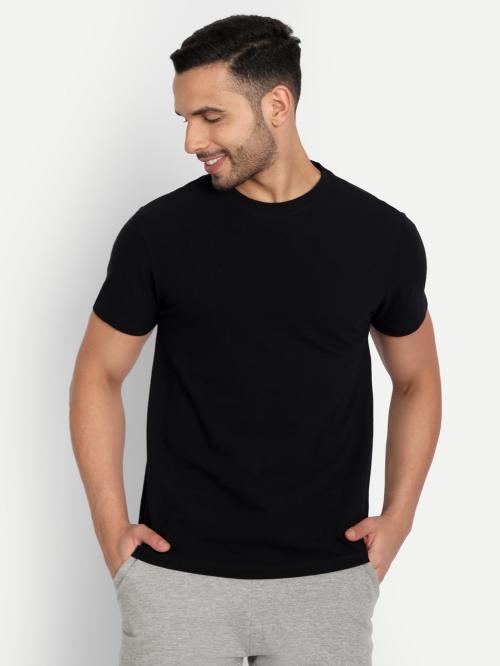 Asterisk Men Black Solid Cotton Blend T-shirt - XXL