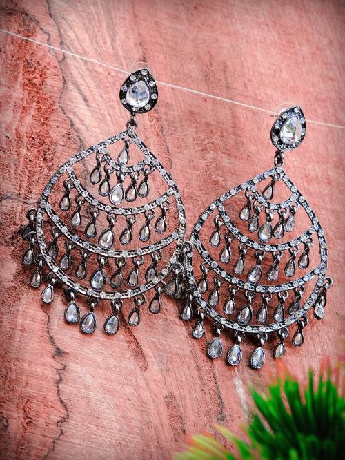 Buy CRUNCHY FASHION Silver Chandbali Earrings Alloy Chandbali Earring () Online at Best Prices