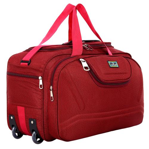 INFRED Epoch Nylon 55 litres Waterproof Strolley Duffle Bag- 2 Wheels - Luggage Bag - (Red)