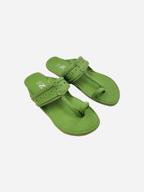 The Madras Trunk Haiku Green Flat sandals