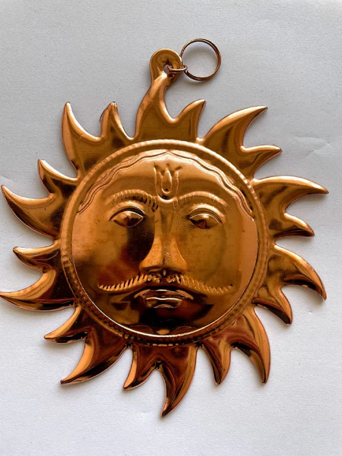 Home Vaastu Sun Surya Copper God Sun Brass Wall Hanging (Small) for Protection from Vaastu Dosh