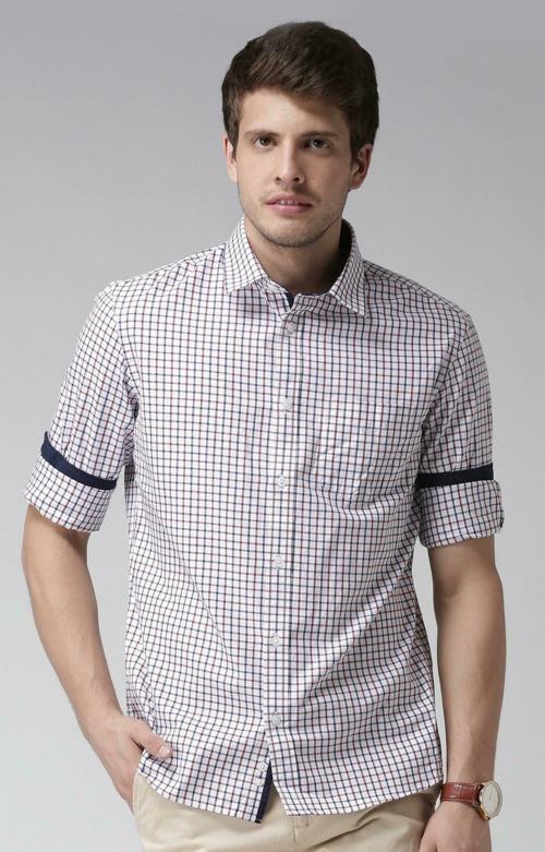Celio White Checked Casual Shirt