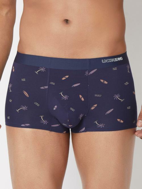 Underjeans by Spykar Men Super Premium Printed Bonded Elastic Black Trunk