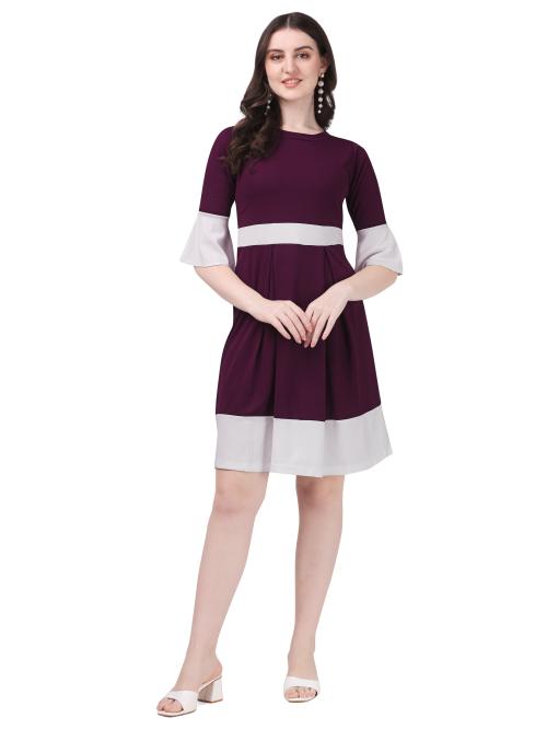 ZELZIS Women Lycra A-line Purple Wrap Dress