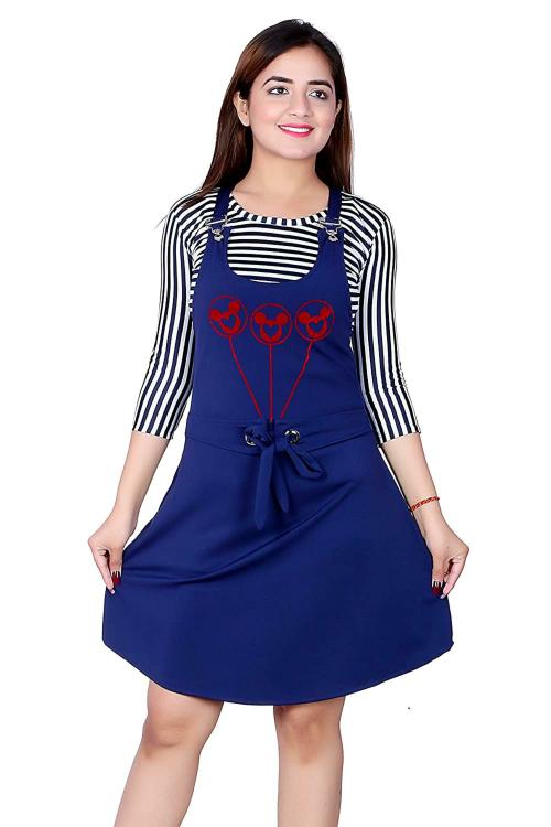 Girls Blue Solid Dress (14-15 Y)