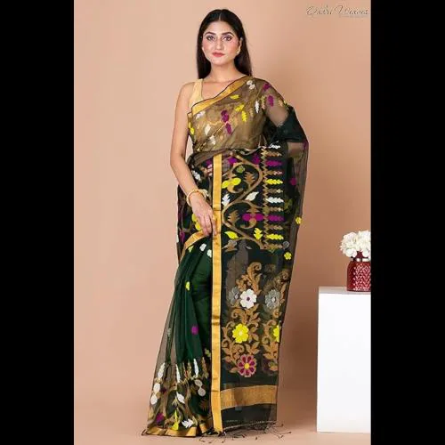Buy Qadri Weaves Women S Handloom Traditional Olive Green Kota Silk