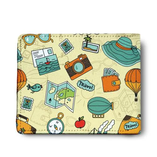 Shopmantra Black Pu Leather Goa Travel Accessories Printed Wallet