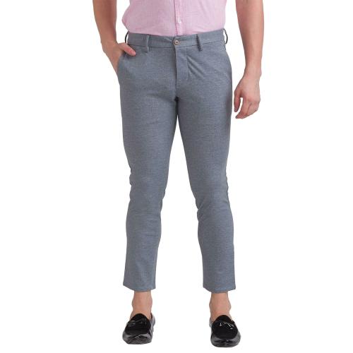 Buy Parx Men Grey Self Design Rayon Flat-Front Pants Online at Best ...