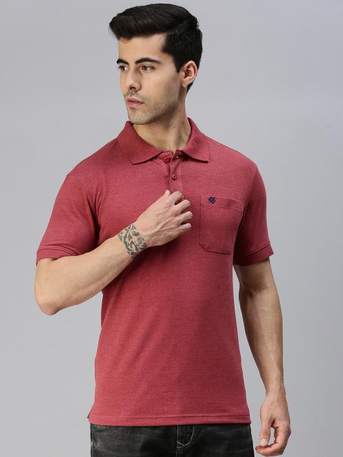 ONN Men's Wine Solid Cotton Polo T-shirt