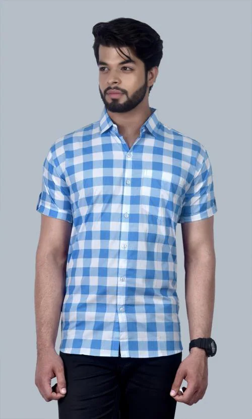 Buy BASE 41 Men's Checkered Casual Half Shirt Online at Best Prices in ...