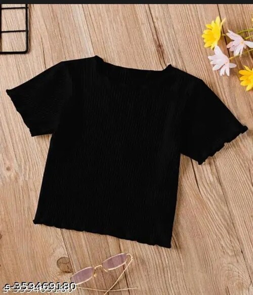 PEARL N VERA NEW FANCY CROP TOP FOR GIRLS-26-Size-13-14Years-Colour-Black