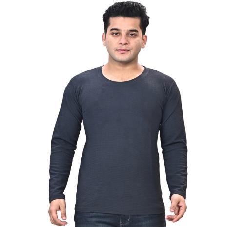 DEEPSUNG(D.S) Men's Solid Round Neck tshirts Pure Cotton full sleeves-E