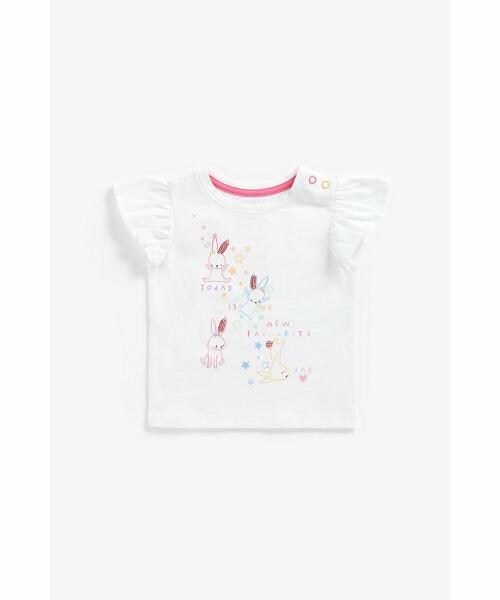 Mothercare Girls White Cotton Printed T-shirt