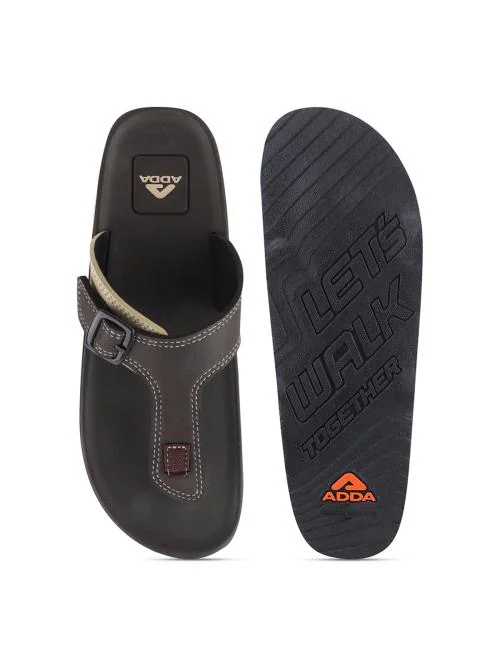 ADDA Men Brown & Beige Thong Flip-Flops