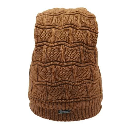 B&B-Buttons & Bows Brown Beanie And Neck Scarf For Men And Women