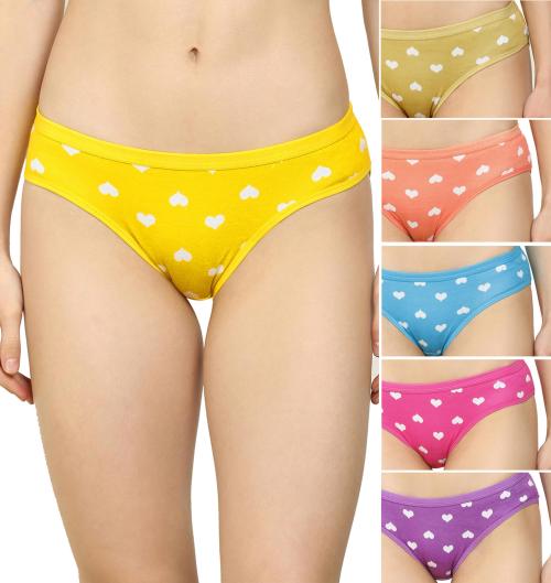 Aamarsh Women Yellow, Beige, Orange, Blue, Pink, Purple Cotton Silk Pack Of 6 Hipster Panty (Xl)