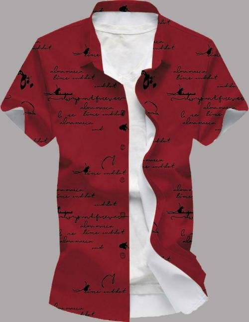 Blue Dove Men Maroon Printed Lycra Blend Casual Shirt