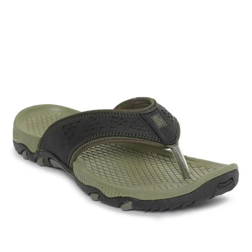 Paragon Grey and Orange Ultra-Durable Everyday Flip Flops for Men