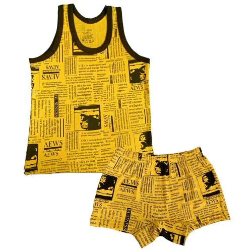 UCARE Boys Yellow Cotton Vest Baniyan Inner Wear With Trunks Set (12 Months-18 Months)