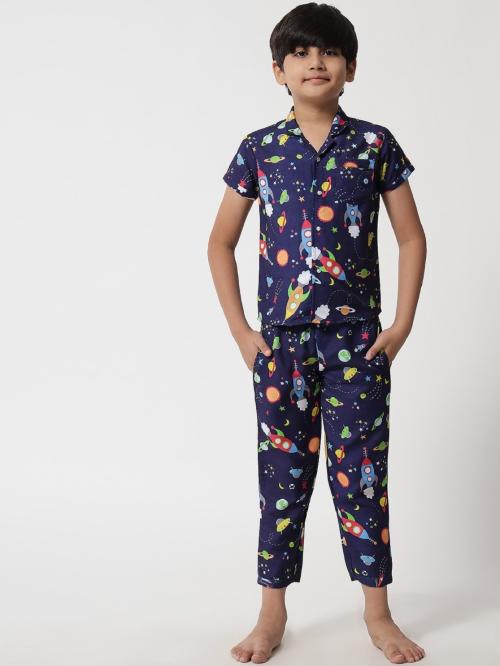 REHO Boy's Cotton Printed Night Suit
