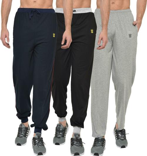 Buy Vimal Jonney Men Multicolor Solid Cotton Blend Track Pants (Pack of