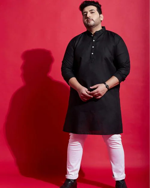 Bigbanana Men Plus Size Poshaq Solid Kurta