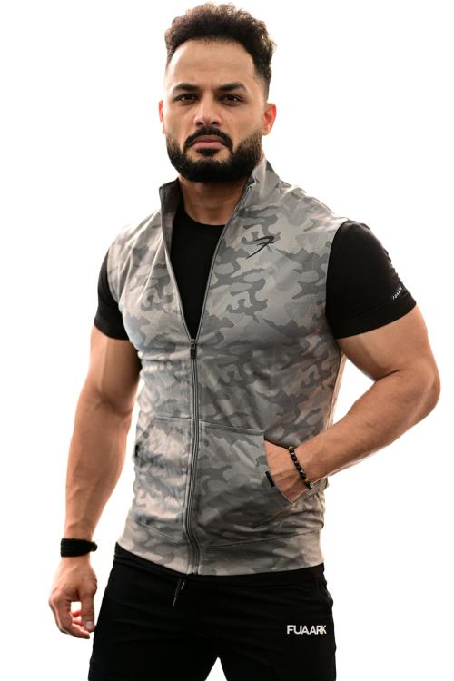 Fuaark Camo Sleeveless Jacket Light Grey