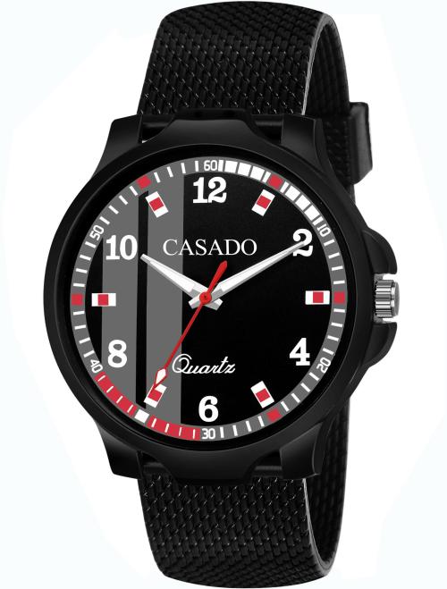 Casado Analog Black, Red Dial Black Strap Watch For Boys (Csd-301-Blk-Red-Blk)