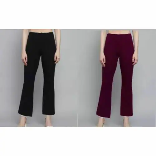 Shrutika Regular Fit Women's High Rise Black trouser, trouser for women (Pack of 2)