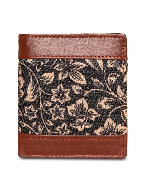 Zouk Black Floral Double Sided Sleek Wallet for Men and Women