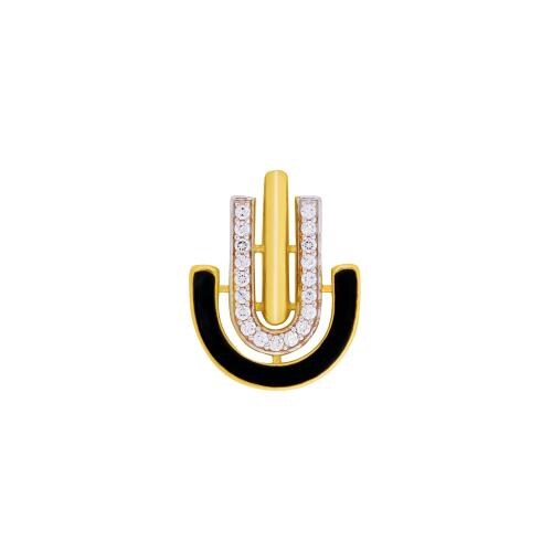 CHIVRI Pendant with Black Enamel and Sparkling Cubic Zircons