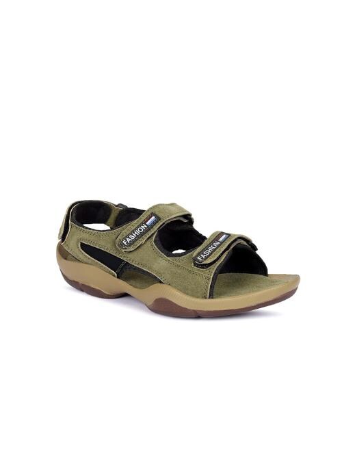 Four Star Truck Sales Men Khaki, Green Suede Sandals