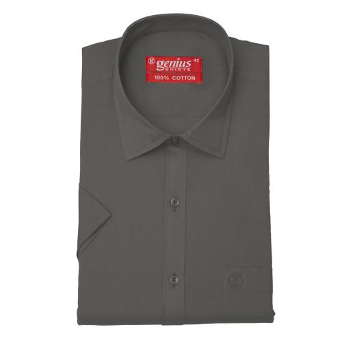 Genius Shirts 100% Cotton Solid Formal Half Sleeve Shirt for Men (40, Charcoal Grey)