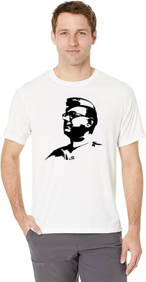 Estaban Men White Black Boss Printed Cotton Blend T-Shirt (L)