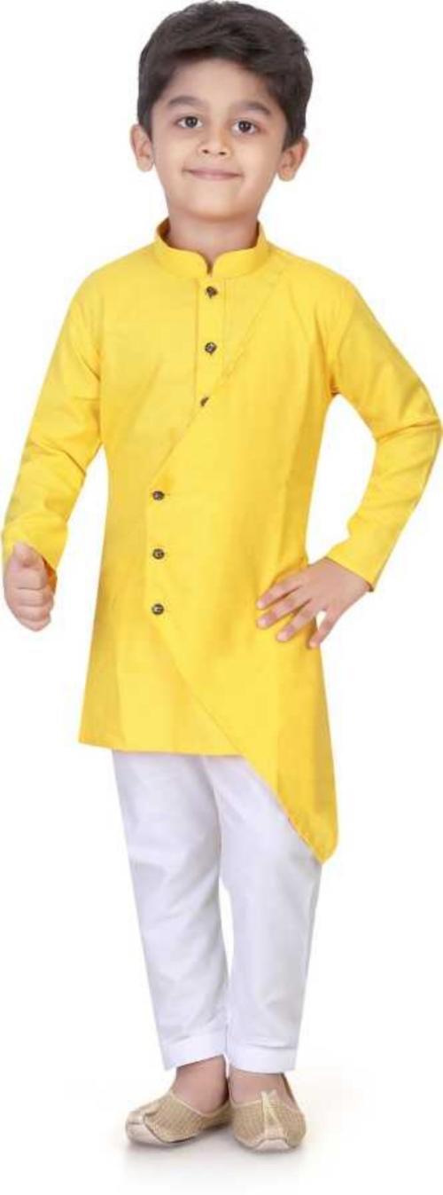 Pohar Creation Boys Ethnic Wear Kurta Pyjama Set DN06 Yellow 3-4 Y