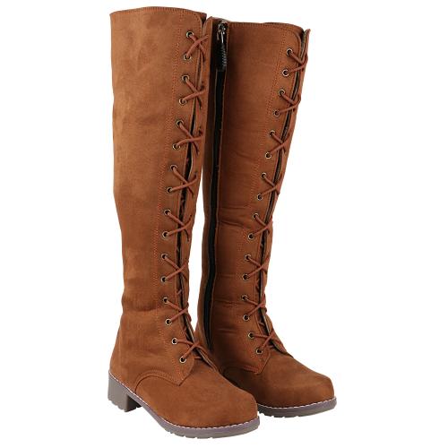 Shoetopia Womens & Girls Tan Heeled Boots