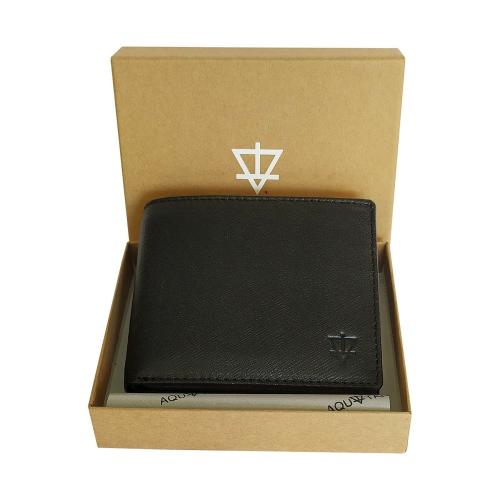 AQUATAN Genuine Leather RFID Protected Slim & Light Weight Men's Bifold Wallet with Card Holder Compartment