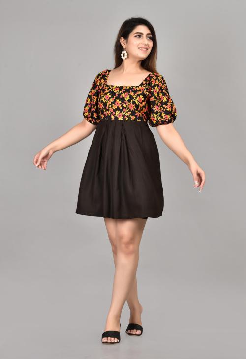 Manojava Women Multicolor Floral Print Viscose Rayon Bodycon Dress