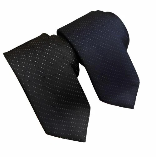 Justin dustin Men's Polka dots Micro Print Formal Black and Blue Tie Combo
