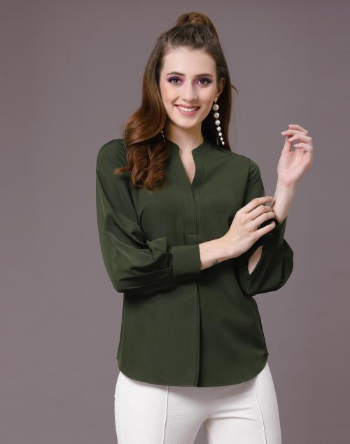 Selvia Silk Green Solid Top | tops for women | tops | women tops