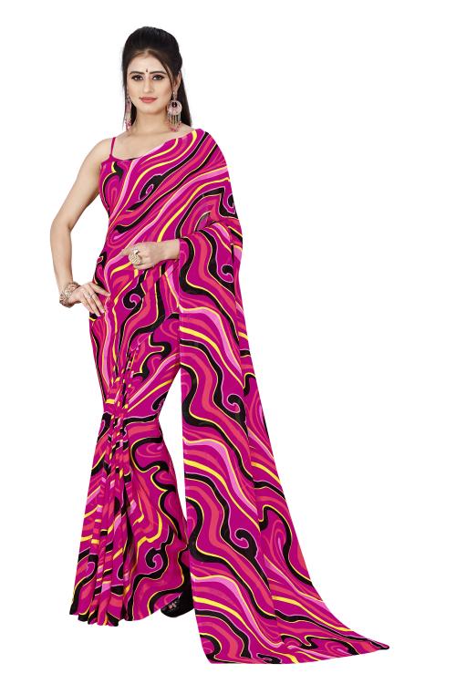 Anand Women Pink Self Design Single Saree Without Blouse Piece