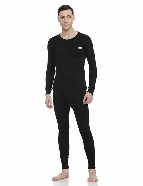 Rupa Thermocot Men Black Solid Acrylic Blend Thermal Sets