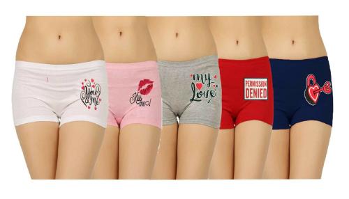 Jocker Women Multicolor Cotton Pack Of 5 Trunks Panties (M)