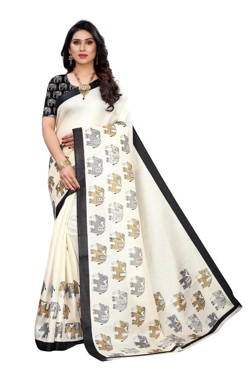 RITARC Women Florence Chiku Art Silk Banarasi Style Saree With Blouse Piece