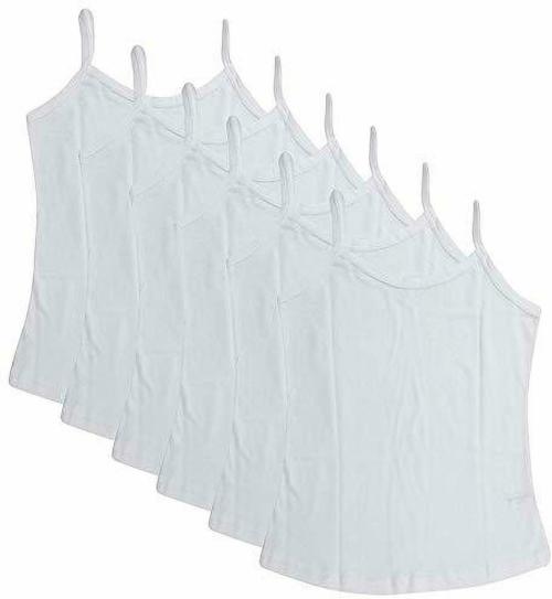 RCK ROCKERS Girls White Solid Cotton Pack of 6 Camisoles & Tanks (9-10Y)