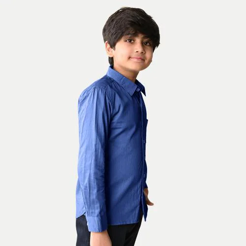 Rad Prix Teen Boys Royal Blue Solid Full Sleeve Shirt