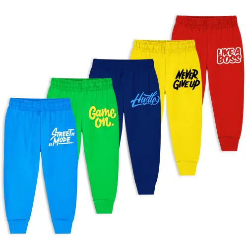 Trampoline Boys & Girls Multicolor Printed Track Pants Pack of 5