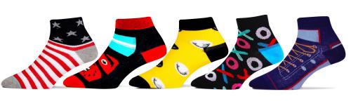 RC. ROYAL CLASS Unisex Multicolor All Over Print 100% Cotton Pack of 5 Pairs Ankle-Length Socks