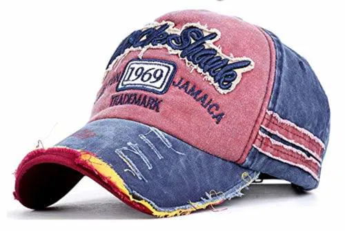 Handcuffs Unisex Denim 1969 Vintage Baseball Cap For Men and Women, Red